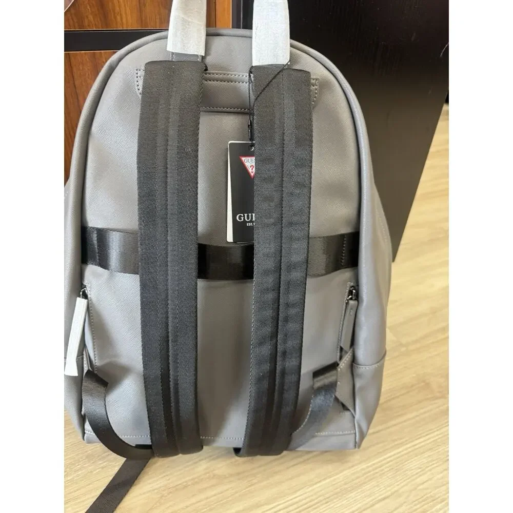 GUESS Milano Compact Backpack Gray Adjustable Straps Zip Designer Women